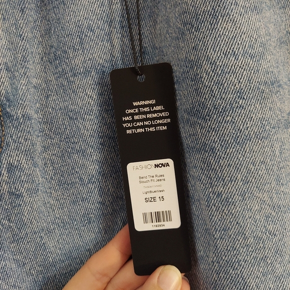 Fashion Nova Bend The Rules Slouch Fit Jeans Light Blue Wash NEW Sz 15 - Picture 4 of 10